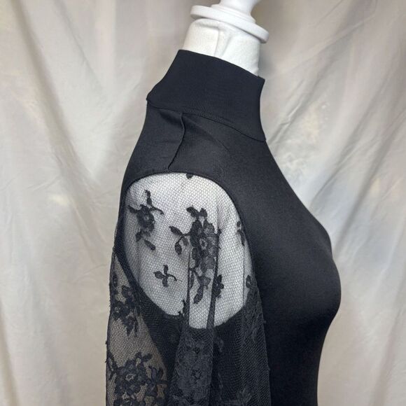 Givenchy Mesh Lace Bodysuit Mock Neck Floral Designer Womens - Picture 4 of 9